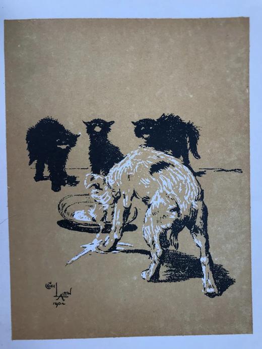 1921年 伊曼纽尔《小狗的一天》 塞西尔·奥尔丁精美插图 布脊精装36开 商品图4