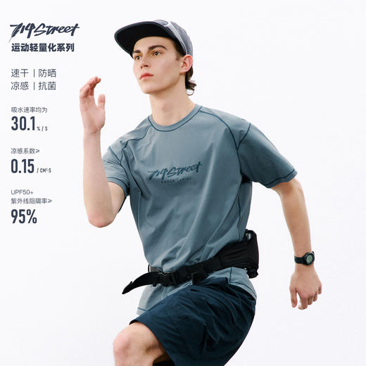 714street7A抗菌速干运动短袖2026夏季凉感防晒骑行服情侣T恤男 商品图0