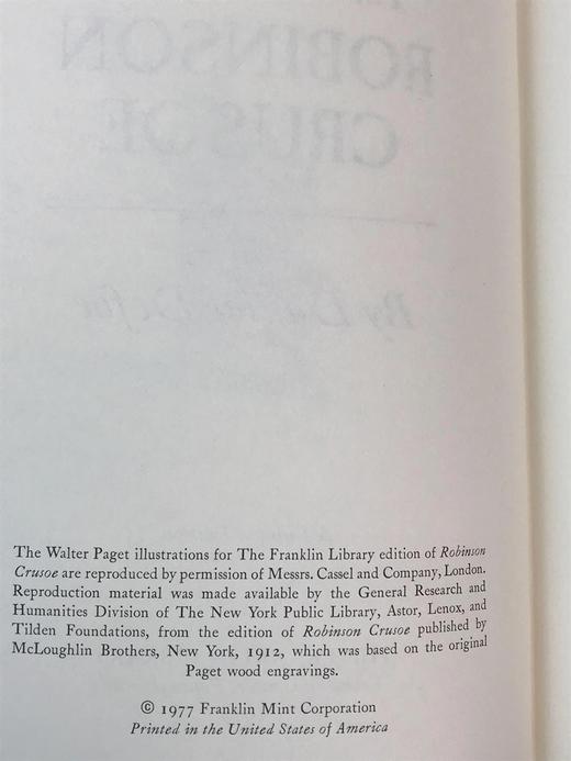 限量版！丹尼尔・笛福《鲁滨逊漂流记》 配插图 富兰克林图书馆豪华皮装本 商品图3
