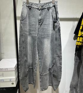 NC个性设计褶皱牛仔弯刀裤60114春季096011302145