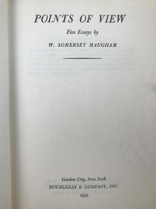 1959年 毛姆《观点》 精装大32开 商品图3
