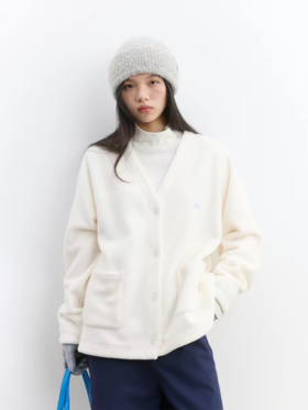 步履不停/5D23170C/v领重磅抗菌休闲外套摇粒绒开衫