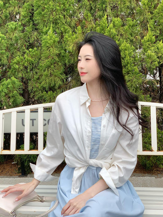 【百图lulu定制】【海盐两件套连衣裙】短款防晒外套  条纹 背带连衣裙 两件套 商品图10