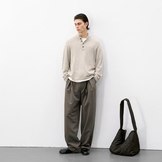 714street宽松显瘦人字褶裥休闲西裤2026春季垂坠感老钱风裤子男 商品图3