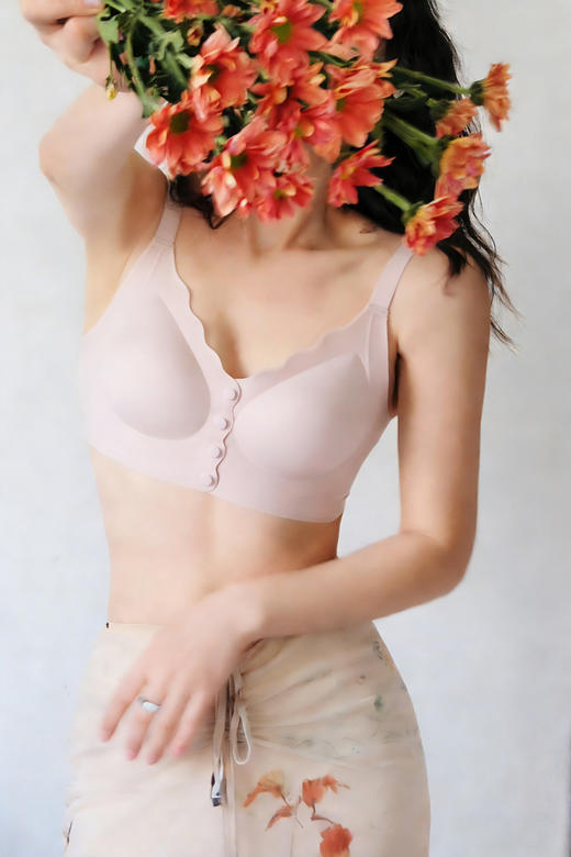 官网299！U家前扣无钢圈背心式可拆卸文胸女 果冻条软支撑无痕一片式前扣式内衣 商品图5