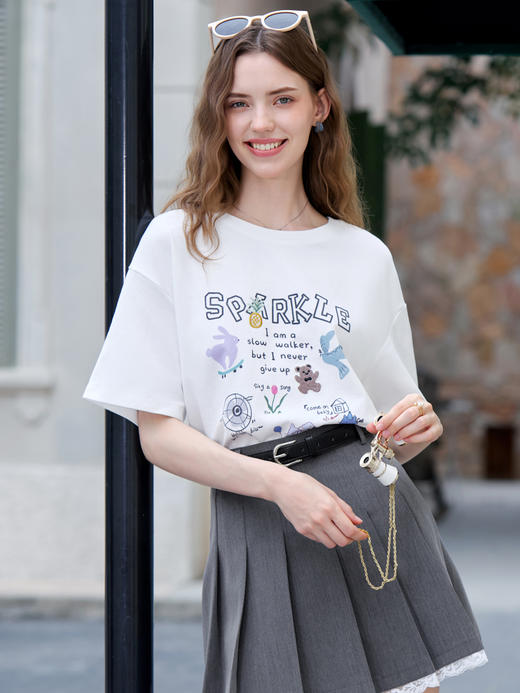 【百图lulu定制】【蕾丝少女半裙】【赠腰带】百褶裙 蕾丝边点缀 短裙 商品图9