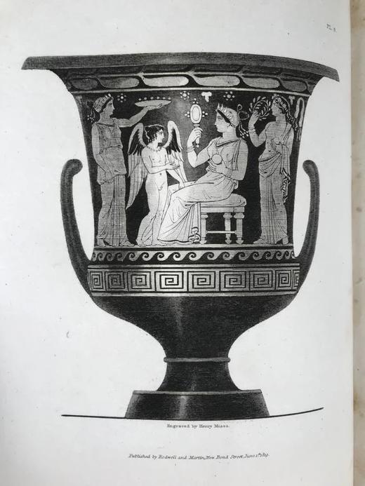 约19世纪中后期 亨利·恩格勒菲尔德古典希腊花瓶藏品图集 39页版画插图 皮脊精装16开 商品图7