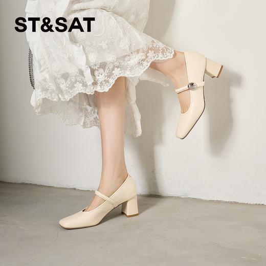 星期六26春新款复古方头一字带粗跟玛丽珍SSE1111CFJ 商品图10