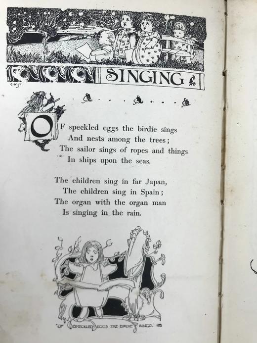 1913年 史蒂文森《童诗花园》 查尔斯·罗宾森百余幅插图 漆布精装36开 商品图11