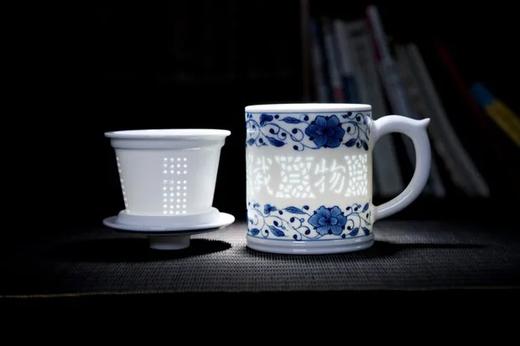 青花玲珑瓷老板杯 商品图0