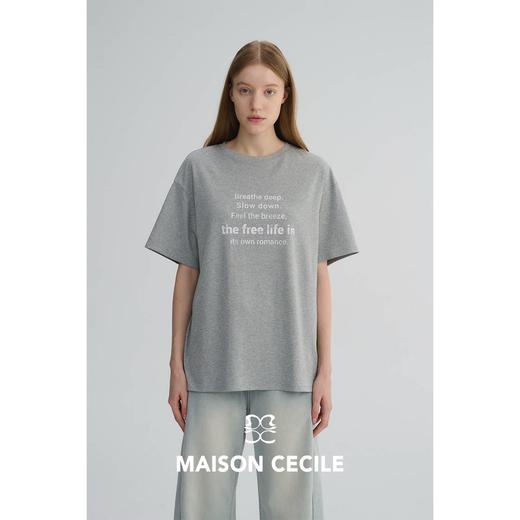 MAISON CECILE 三色|春夏纯棉舒适简约基础百搭字母印花短袖T恤 商品图3