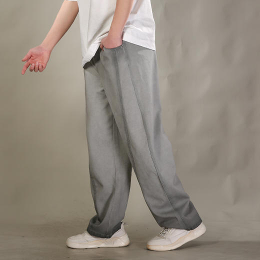 DRONKOO 2026 抽绳松紧前斜裁毛边喷色做旧中厚卫裤长裤 商品图2