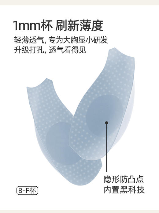 遐【大V领】超薄1mm杯防凸点无痕内衣女显瘦全罩杯大胸显小文胸 商品图1