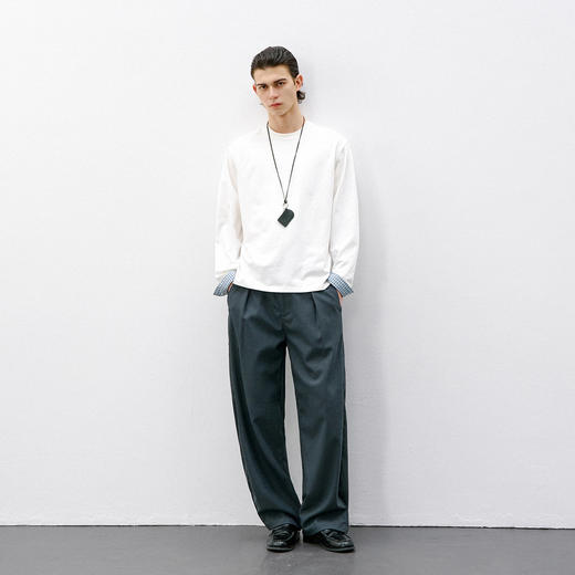 714street凉感防晒速干抗菌长袖2026春季潮牌格子拼接袖圆领T恤男 商品图2