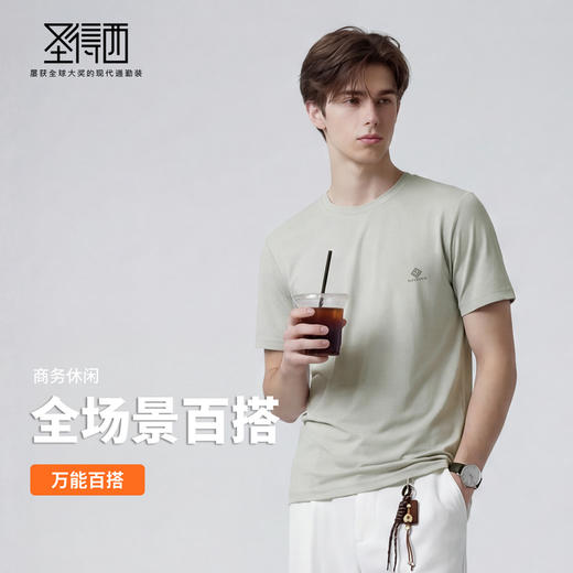 【瞬间凉感&抗起球&含棉】圣得西短袖男款2026新款夏季高质量t恤 商品图3