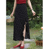 鹿向南「夜色蔷薇」黑色碎花半身裙女春气质开叉高腰显瘦A字长裙 商品缩略图1
