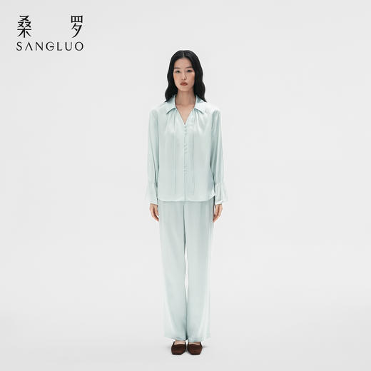 清冷氛围』桑罗荷叶边睡衣套装桑蚕丝女气质家居服可外穿  商品图4