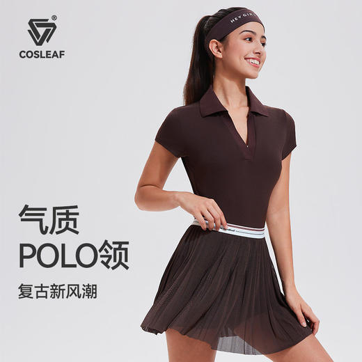 科里芙运动上衣女网球polo衫晨跑步透气健身短袖夏季羽毛球训练服 商品图3