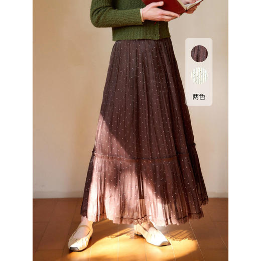 （小眠专属）SimpleRetro牛奶浓巧·法式复古细闪波点半身裙 商品图2