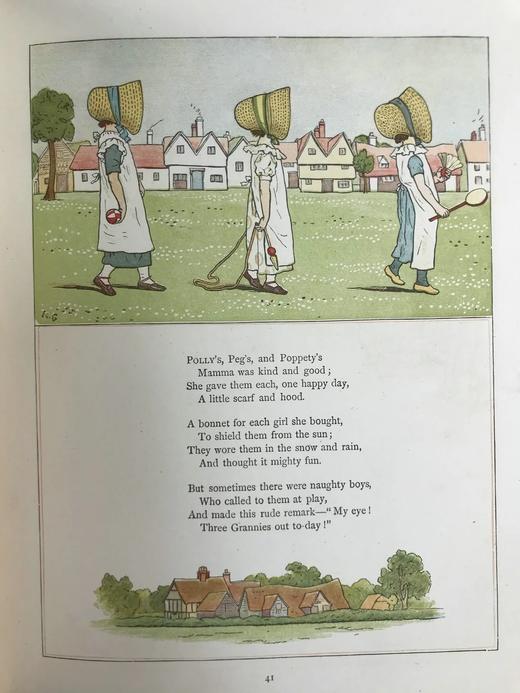 约19世纪后期 凯特·格林纳威《窗下：童画与童谣集》 数十幅精美彩色插图 精装18开 商品图14