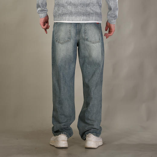 DRONKOO 2026 正常腰表袋右后袋贴标绣线复古洗水中厚牛仔长裤 商品图4