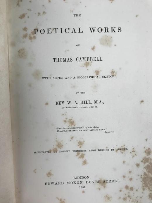 1851年 托马斯·坎贝尔诗歌全集 透纳20幅版画插图 真皮精装32开 商品图5