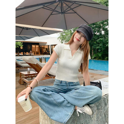 <曾小咸推荐>4.9现货秒杀 ！微信超特价！韩系纯色短款针织短袖女t恤 日常149.99 立减90 秒杀59.99！！ 商品图4