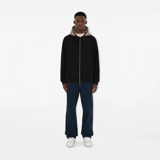 【五】BURBERRY 巴宝莉 男士棉质格纹连帽卫衣 黑色 8060705 A1189 商品图1