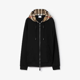 【五】BURBERRY 巴宝莉 男士棉质格纹连帽卫衣 黑色 8060705 A1189