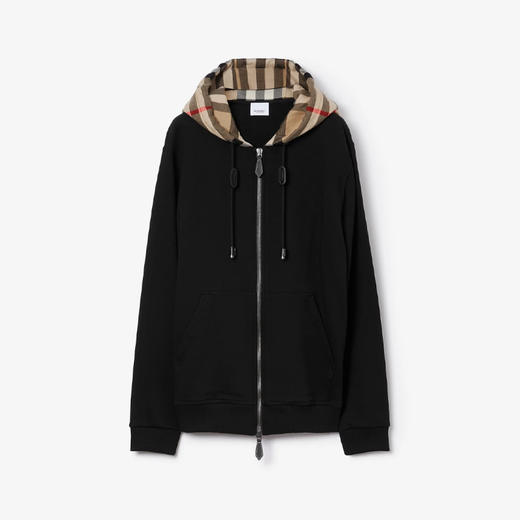 【五】BURBERRY 巴宝莉 男士棉质格纹连帽卫衣 黑色 8060705 A1189 商品图0