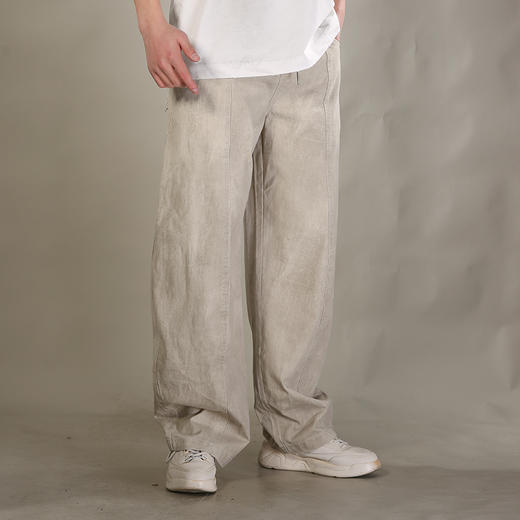 DRONKOO 2026 花色抽绳前中破骨满幅做旧斑驳中厚休闲长裤 商品图3