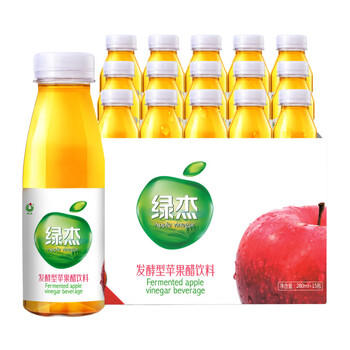 绿杰苹果醋饮料280ml*15瓶整箱 发酵型苹果醋0蔗糖0添加脂肪饮料 /水饮冲调 /饮料 /果蔬汁/饮料 商品图2