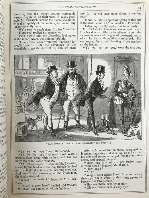 约19世纪后期 狄更斯《匹克威客俱乐部》 菲兹57幅插图 漆布精装18开 商品图9