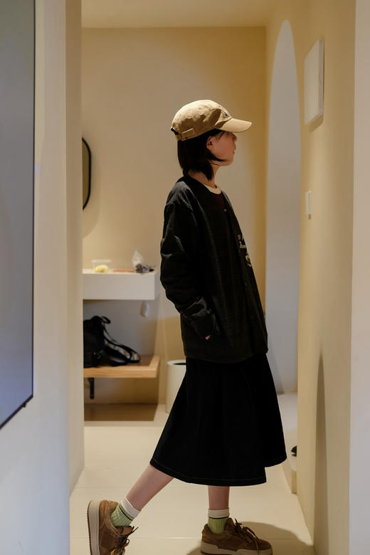 2026春原创女童亲子不褪色牛仔A字高腰百搭深蓝中长百褶半裙 商品图1