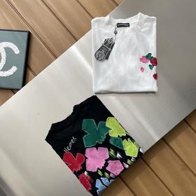 点此购买 克罗心春夏季男女款背后重工刺绣贴布立体短袖T恤 md 340707