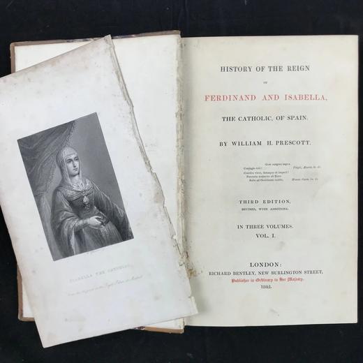 1842年 普雷斯科特《斐迪南与伊莎贝拉统治史》（全3卷） 配版画肖像插图 真皮精装18开 商品图3