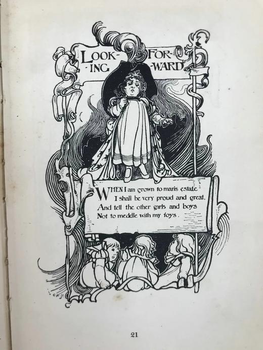 1913年 史蒂文森《童诗花园》 查尔斯·罗宾森百余幅插图 漆布精装36开 商品图12