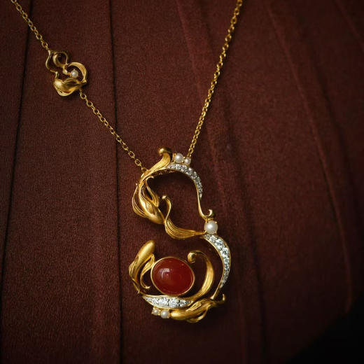 龢盒原创 精品原矿河湾料南红锦鲤吊坠胸针二用 商品图3