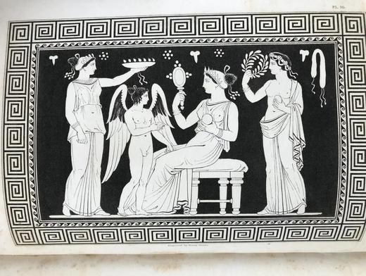 约19世纪中后期 亨利·恩格勒菲尔德古典希腊花瓶藏品图集 39页版画插图 皮脊精装16开 商品图6