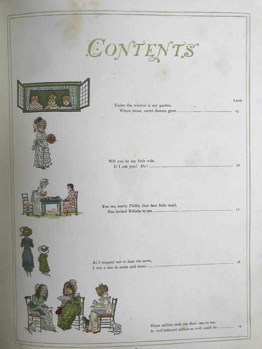 约19世纪后期 凯特·格林纳威《窗下：童画与童谣集》 数十幅精美彩色插图 精装18开 商品图3