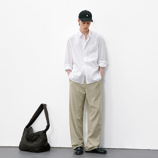 714street抗皱竹纤维亚麻混纺长裤2026春夏宽松莫兰迪色休闲裤男 商品图2