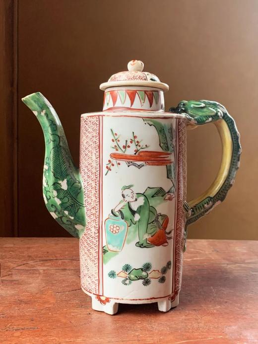 五彩绘人物纹龙把六方流酒壶，顺丰包邮 商品图4