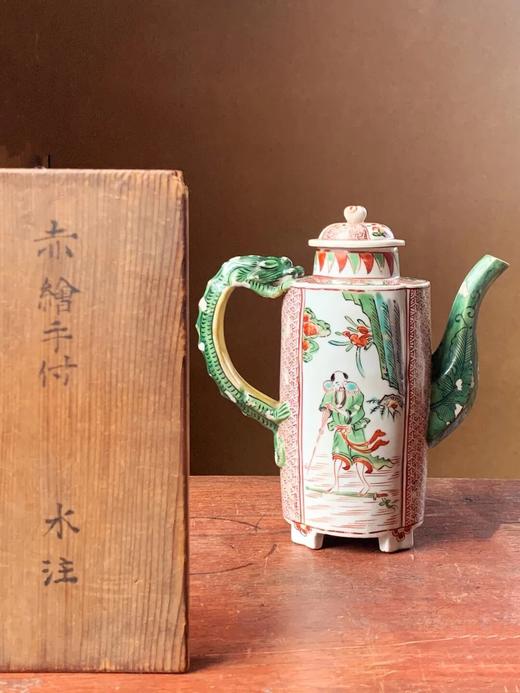 五彩绘人物纹龙把六方流酒壶，顺丰包邮 商品图0