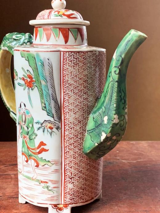 五彩绘人物纹龙把六方流酒壶，顺丰包邮 商品图2