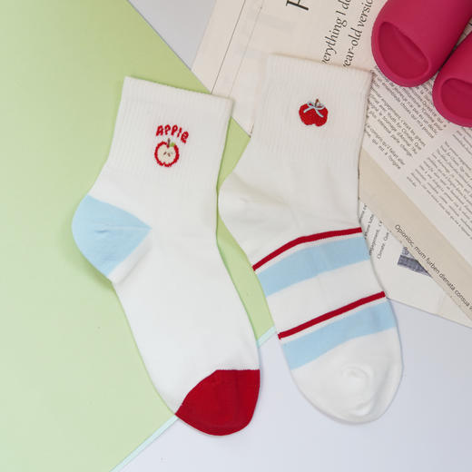 【2双装】【6双6折】女士春夏时尚袜子AB版网面中筒袜子舒适可爱女袜【2612212】 商品图2