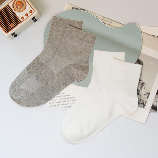 【2双装】【6双6折】男士春夏新款中筒袜网眼直角男袜海净丝壳聚糖纤维抗菌男袜【2611601】 商品图0