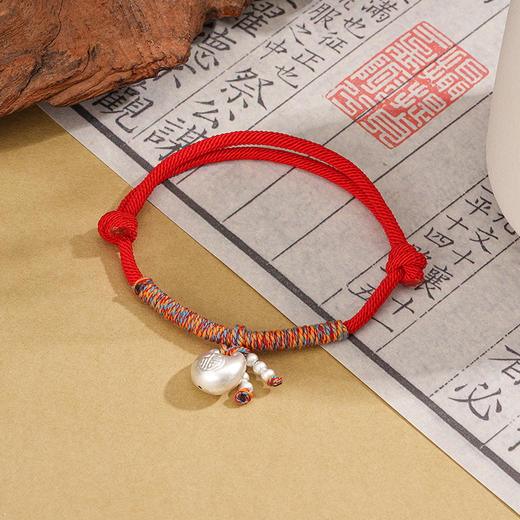 【足银999】 卡蒂罗KADER 小胖福银坨手绳 新中式国潮心想事成平安锁藏式可调节红绳 福运相随平安喜乐福运满满#好运 手链 男女同款情侣款 商品图2