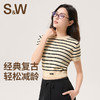 【SW速惟】 休闲复古女条纹修身显瘦时运动短袖 4236 商品缩略图0