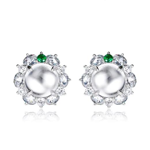 【水沫耳环上新】冰雪美人天然水沫玉玉髓系列~现货库存5对 直径1.5cm 商品图1