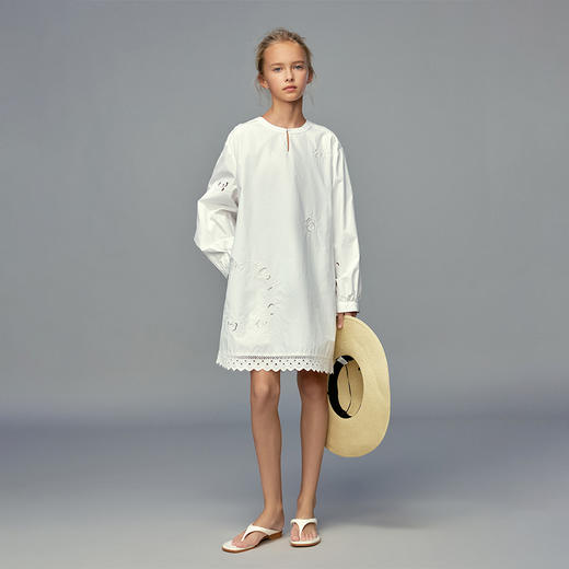 💕春季童装-A版镂空绣花全棉长袖连衣裙W294EL 商品图2